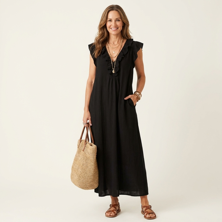Paulette | Robe Maxi en Lin avec Décolleté en V