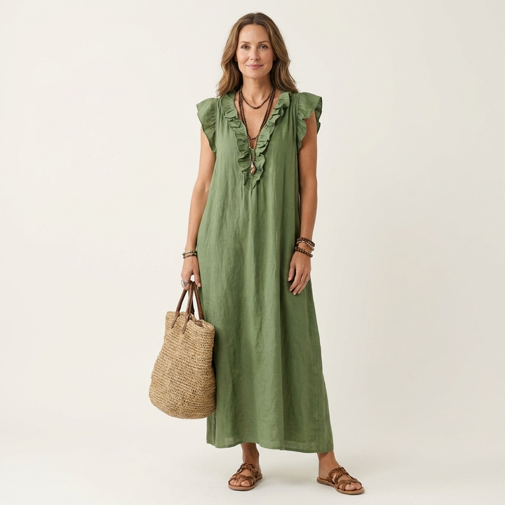 Paulette | Robe Maxi en Lin avec Décolleté en V
