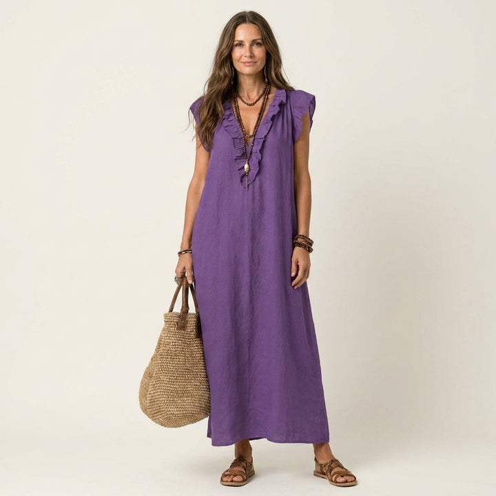 Paulette | Robe Maxi en Lin avec Décolleté en V
