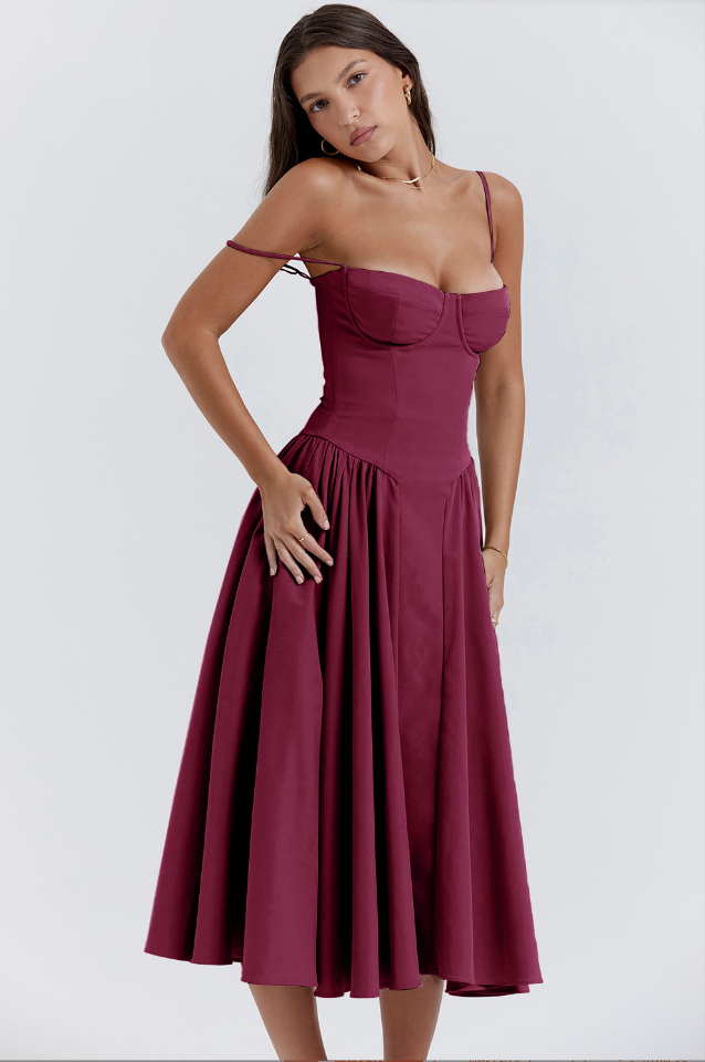 Lucette | Robe Midi Bustier Sans Manches