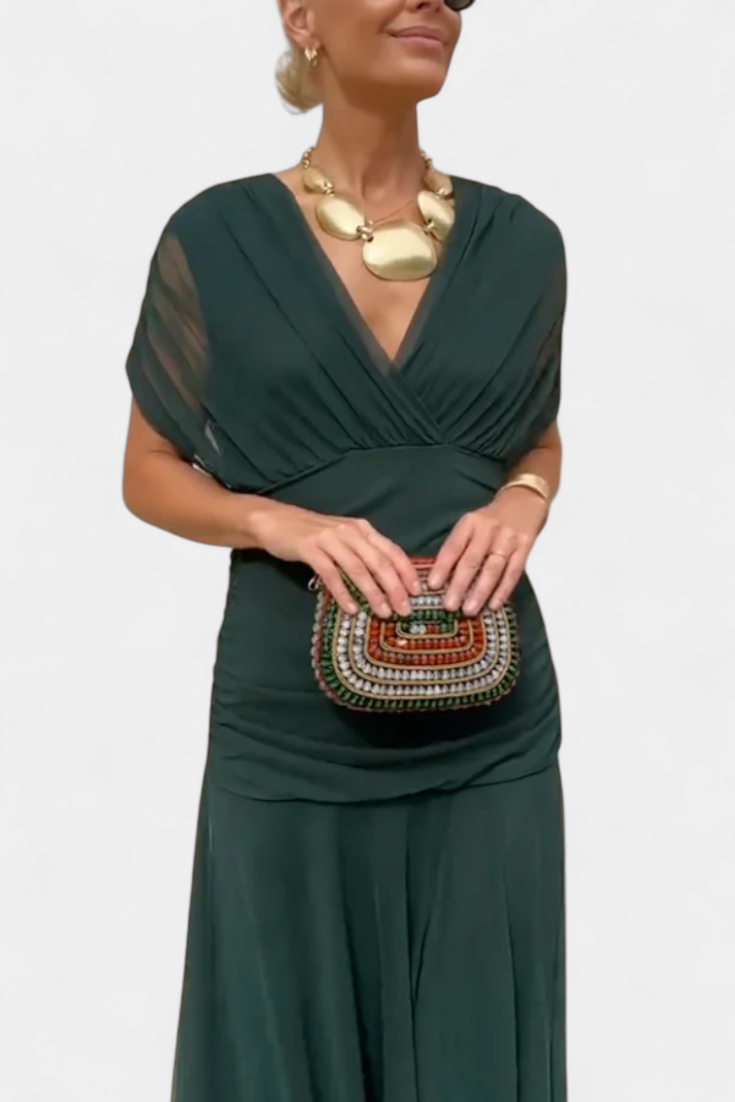 Émeline | Robe Longue Fleurie avec Décolleté en V
