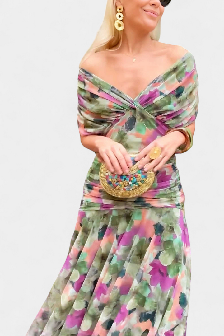 Émeline | Robe Longue Fleurie avec Décolleté en V