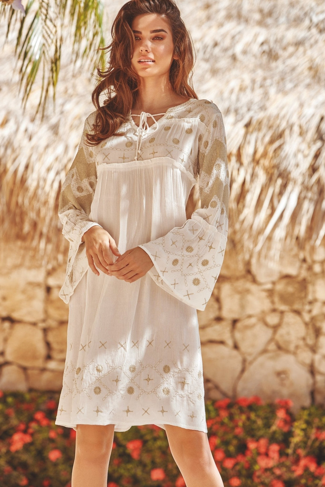 Été | Robe Longue avec Broderie Sable