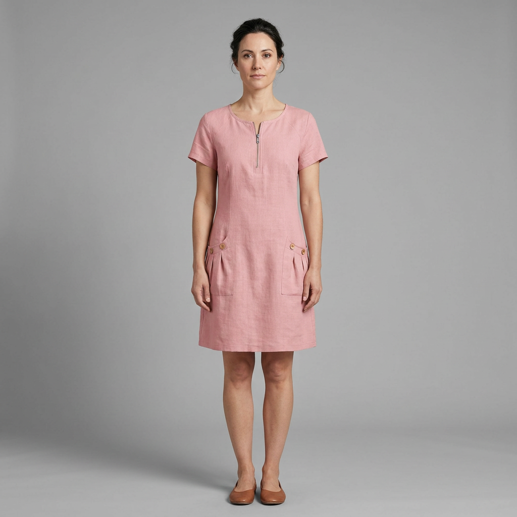 Céleste | Robe en Coton avec Poche Zippée