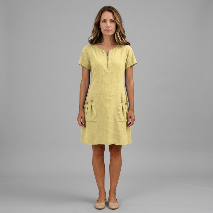 Céleste | Robe en Coton avec Poche Zippée
