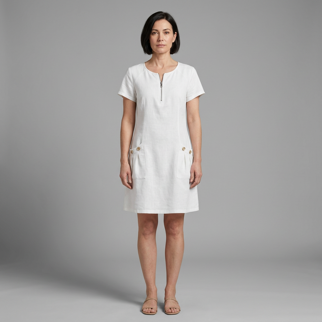 Céleste | Robe en Coton avec Poche Zippée