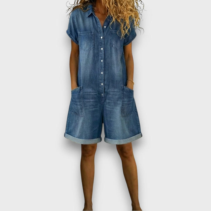 Élise™ | Ensemble en jean, chemise et short décontracté