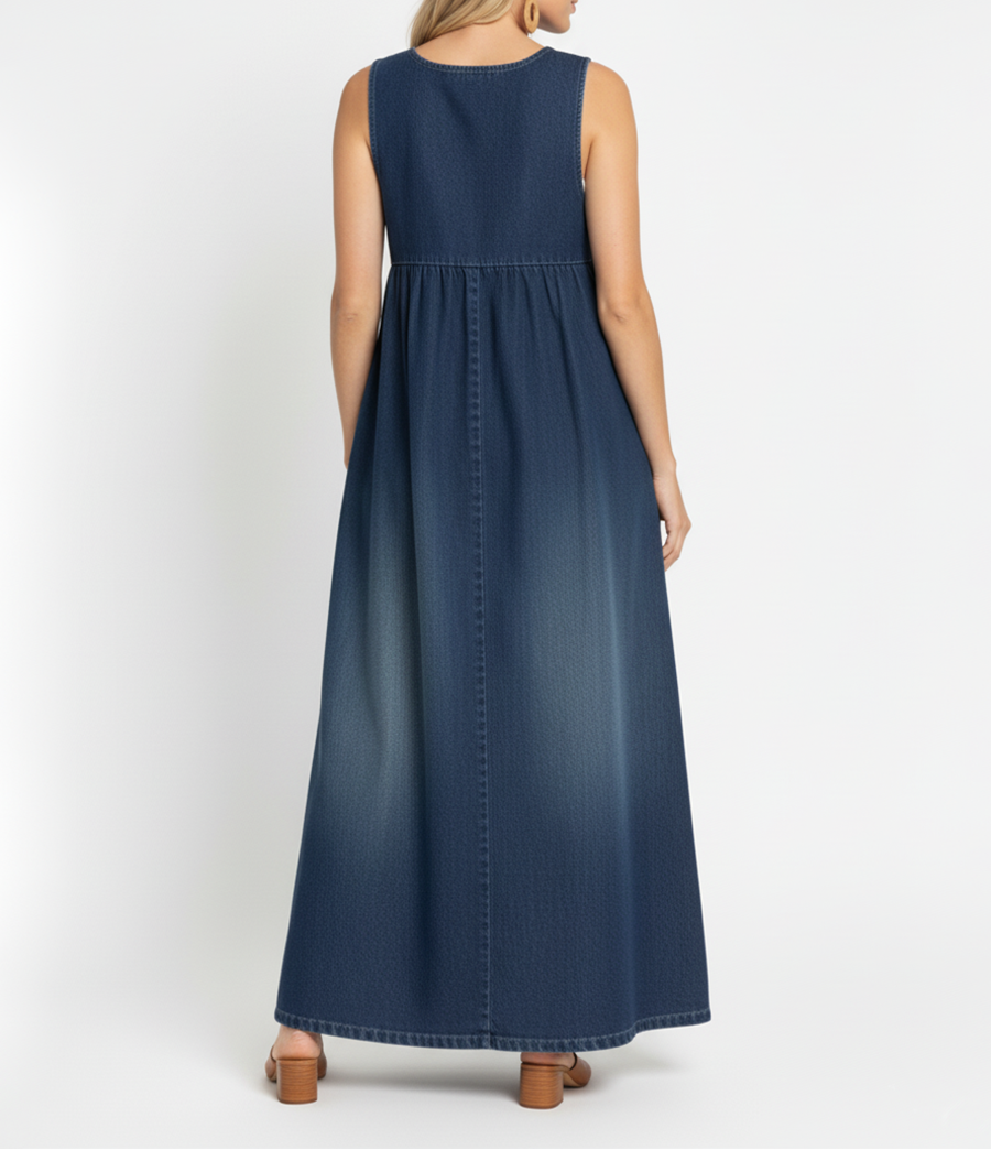 Diane™ | Robe maxi en denim délavé à bretelles