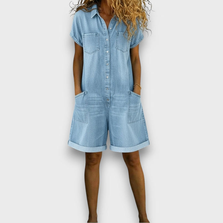 Élise™ | Ensemble en jean, chemise et short décontracté