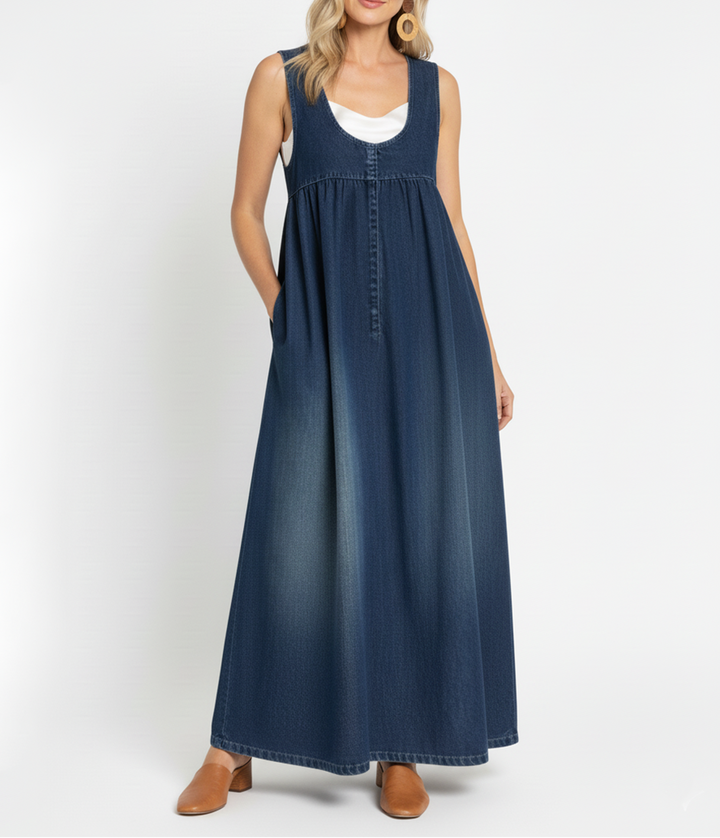 Diane™ | Robe maxi en denim délavé à bretelles