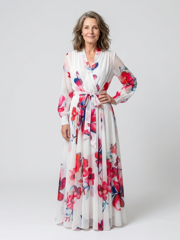 Geneviève | Robe Maxi à Manches Longues Florale