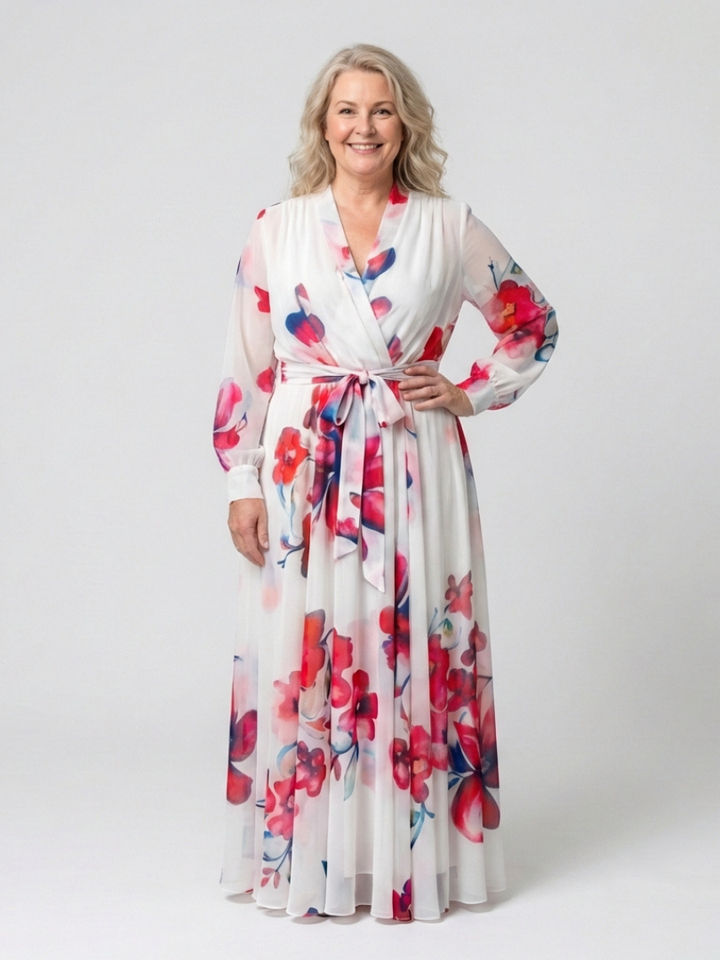 Geneviève | Robe Maxi à Manches Longues Florale