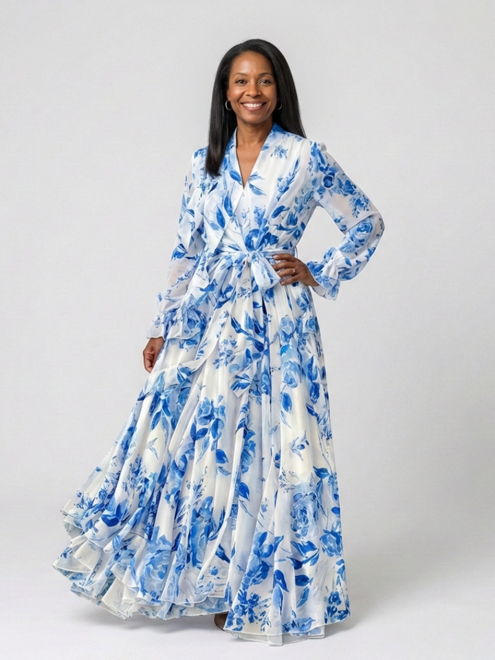 Geneviève | Robe Maxi à Manches Longues Florale