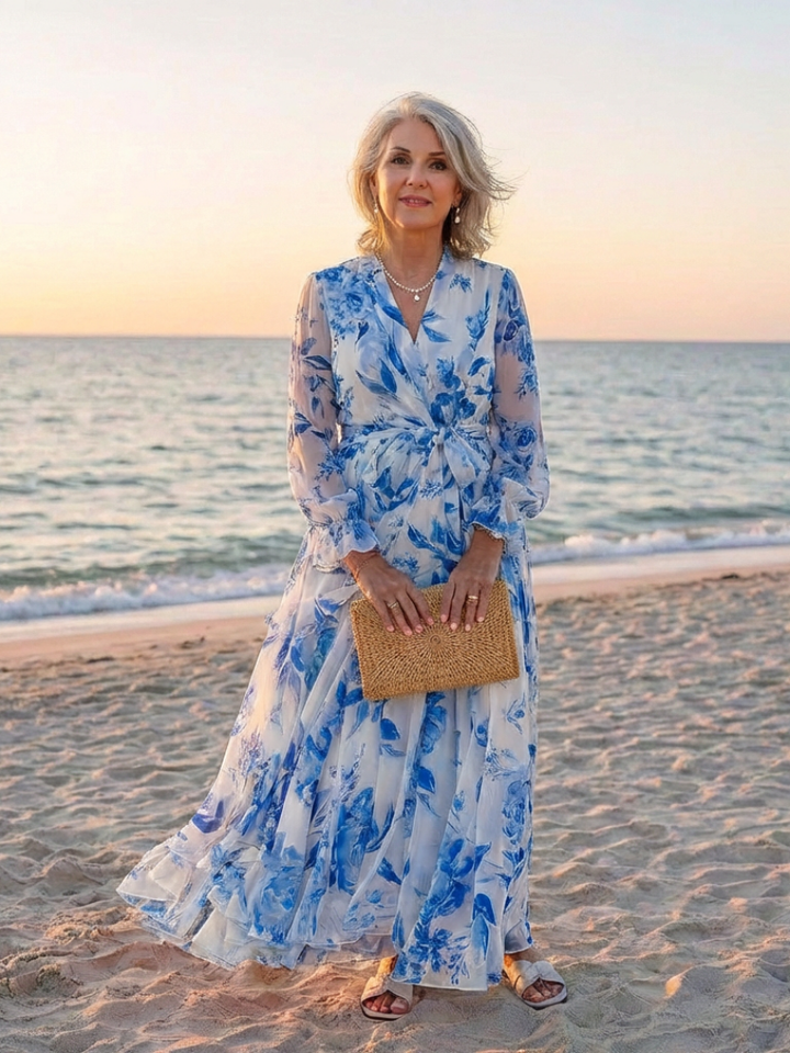 Geneviève | Robe Maxi à Manches Longues Florale