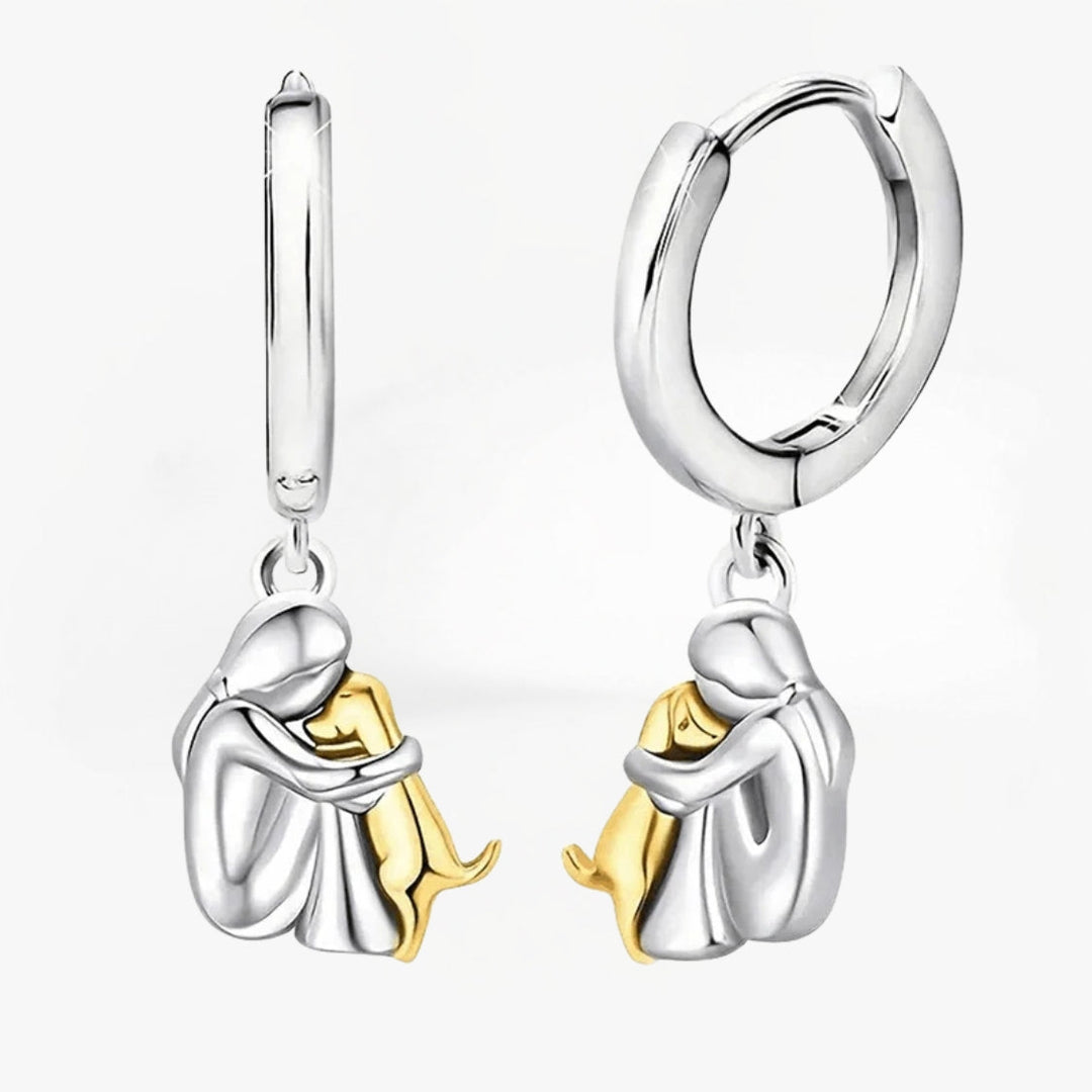 Chien Embrassé - Boucles d'oreilles (Fermeture ronde)
