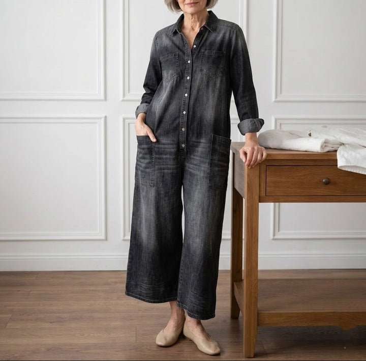 Étiennette™ | Robe maxi en jean avec boutonnage et manches longues