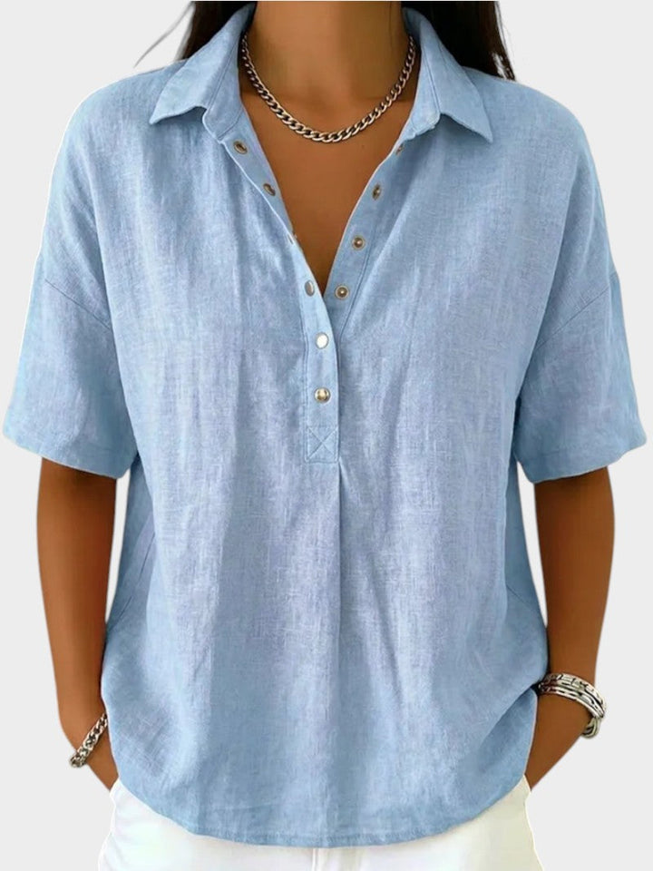 Apolline | Blouse avec Col et Détail de Bouton